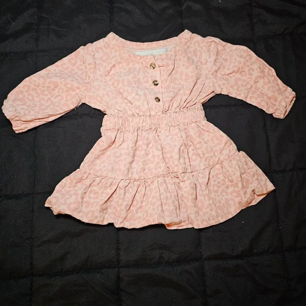 Rachel Zoe Pink Leopard Print Baby Dress 0/3 Months